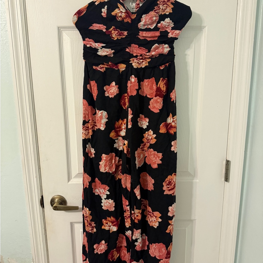 Floral Black and Pink Women's Romper